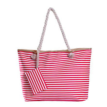 Carica l&#39;immagine nel visualizzatore di Gallery, Borsa da spiaggia grande con cerniera 58 x 38 x 18 cm shopper Rosa-bianco