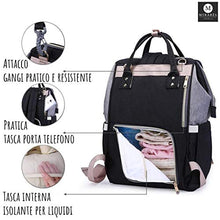 Carica l&#39;immagine nel visualizzatore di Gallery, Zaino Mamma Multifunzione Neonato, Fasciatoio Impermeabile nero grigio - Ilgrandebazar