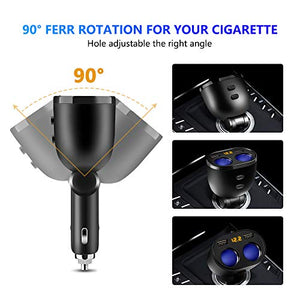Rocketek Caricabatteria per Auto, 80W 12V/24V USB Accendisigari Auto CCY16-EU