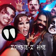 Carica l'immagine nel visualizzatore di Gallery, FURTIME Halloween Sangue Finto, 60ml Sangue Artificiale Fresco, 60ml Sangue Finto Rosso Scuro, Denti da Zombi, 30 Tatuaggi Temporanei per Cicatrici, Trucco per Cicatrici da Vampiro di Halloween