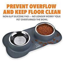 Carica l'immagine nel visualizzatore di Gallery, Pecute Ciotole per Cani Gatti in Acciaio Inox con 2 x 400 ml, double bowls M