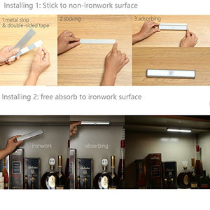 MOSTON Luce a LED Magnetica Ricaricabile con USB|10 Argento-base-2 Pacchi