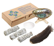 Carica l&#39;immagine nel visualizzatore di Gallery, Sage Smudge Kit – Bastoncini di Salvia Bianca ~ Abalone Shell 12,5-15,2 cm ~...