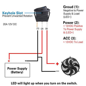 Sunerly, interruttore rotondo on-off illuminato per auto, barca, camion,...