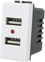 Carica l'immagine nel visualizzatore di Gallery, SANDASDON SD41760B Modulo Caricatore USB X2 Da Muro 2 Porte USB 5V 2,1A Bianco Compatibile Bticino Living