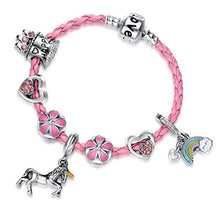 Carica l'immagine nel visualizzatore di Gallery, Braccialetto con ciondolo a forma di unicorno rosa per ragazze, idea regalo - Ilgrandebazar