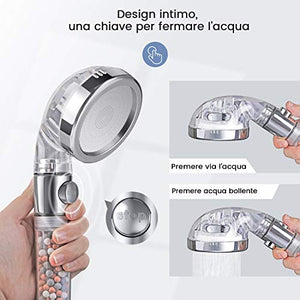 Rovtop Soffione Doccia Anticalcare Alta Pressione - Universale 3 Mode...