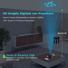 Carica l&#39;immagine nel visualizzatore di Gallery, Liorque Sveglia con Proiettore Digitale da Comodino FM Radiosveglia...