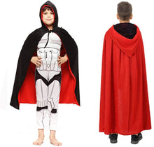 Carica l'immagine nel visualizzatore di Gallery, Kbnian Mantello con Cappuccio Mantello Reversibile Costume Travestimento Trucco Vampiro Mantello Cappuccio Nero Rosso per Bambini o Aulti Halloween Dracula Cosplay (120cm / 47")