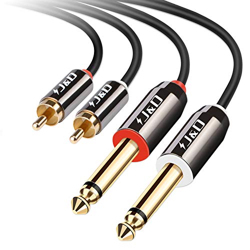 J&D 2x 6,35 mm a 2RCA Cavo, RCA Cable Oro-Placcato [Copper Shell] [Robusto]...