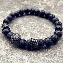 Carica l&#39;immagine nel visualizzatore di Gallery, EXINOX Bracciale Perline di Pietra lavica | Uomo | Dettagli Teschio E... - Ilgrandebazar