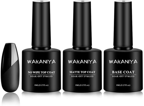 No Wipe Top Coat Lucido Brillante e Opaco Finale Base Coat Set Smalto Semipermente per Unghie Gel UV LED Resistente all'usura a Rapida Asciugatura, 8ml x 3 Bottiglie