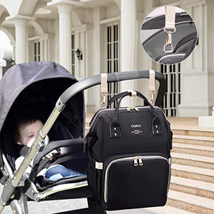 Zaino Mamma neonato Fasciatoio, Multifunzione Bambino Borsa Nappy Nero2 - Ilgrandebazar