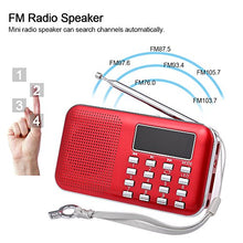 Carica l&#39;immagine nel visualizzatore di Gallery, docooler Mini FM Portatile Radio Altoparlanti con Display LCD Supporto Rosso