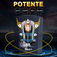 Carica l&#39;immagine nel visualizzatore di Gallery, SKEY Compressore Aria Portatile Auto, 12V 150 PSI Mini Pompa Elettrica nero