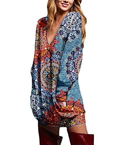 ZANZEA Donna Pullover Maglia Scollo a V Manica Lunga Camicetta S, Floreale 1 - Ilgrandebazar