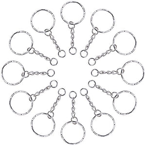 Lictin 60 pezzi anelli per portachiavi 25mm argento tono Zigrinato...