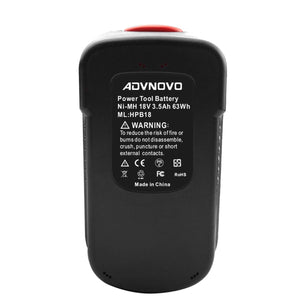 ADVNOVO 18V 3.5Ah Ni-MH Sostituzione Batteria per Black and Decker Nero - Ilgrandebazar