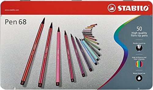 Pennarello Premium - STABILO Pen 68 - Scatola in Metallo da 50 - Colori... - Ilgrandebazar
