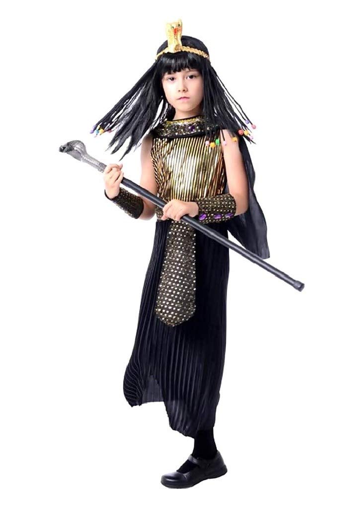 Costume Cleopatra Bambina Con Copricapo E Accessori | Vestito Egiziano Per Bambine Con Cintura, Mantello E Anello | Taglie 140-150 Per Carnevale E Halloween
