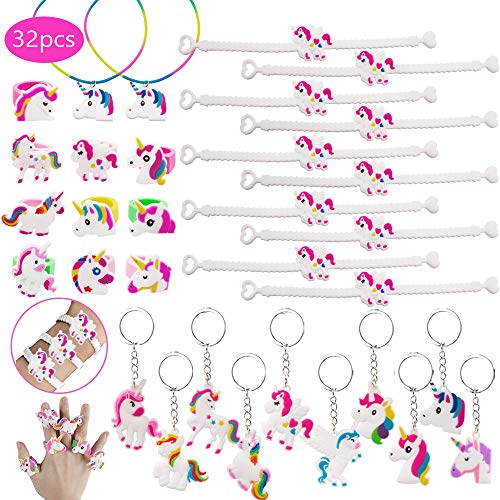 SPECOOL 32PCS Portachiavi Unicorno Bracciale, Anelli di Unicorno... - Ilgrandebazar