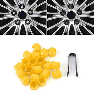 KIMISS 20pcs tappi per dadi ruota auto, 19mm Auto Hub Coprivite Giallo