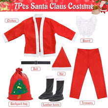 Carica l'immagine nel visualizzatore di Gallery, JAMITE 7 Pezzi Costume da Babbo Natale per Uomo Set,Set per Costume di Babbo Natale o San Nicola,con Casacca,Pantaloni,Cintura,Cappello,Copristivali,Barba e Borsa di Regalo per Natale,Festa a Tema