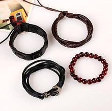 Carica l&#39;immagine nel visualizzatore di Gallery, 4PCS Bracciale da Uomo Retrò pelle Braccialetto di perline naturali, VMINE... - Ilgrandebazar