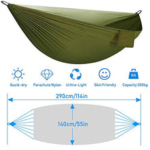 Carica l'immagine nel visualizzatore di Gallery, Mitening Amaca di Stoffa Portatile, Ampio 2 Persona Campeggio Verde Militare