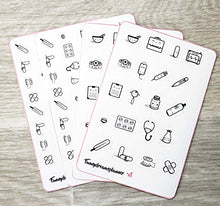 Carica l&#39;immagine nel visualizzatore di Gallery, 120 medical stickers, 4 fogli di adesivi per agenda medica - Ilgrandebazar