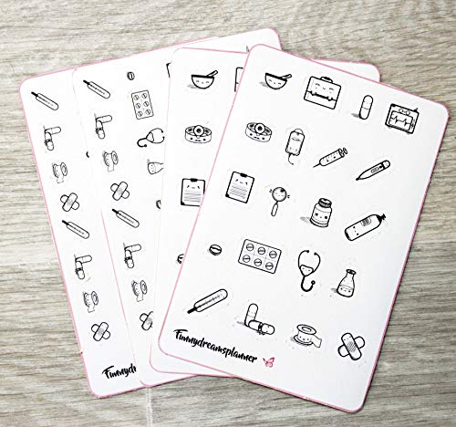 120 medical stickers, 4 fogli di adesivi per agenda medica - Ilgrandebazar