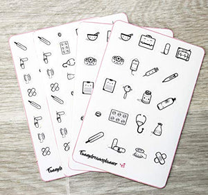 120 medical stickers, 4 fogli di adesivi per agenda medica - Ilgrandebazar