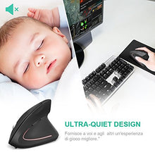 Carica l&#39;immagine nel visualizzatore di Gallery, GHB Mouse Verticale Wireless Ergonomico Ricaricabile 6-Tasti Nero