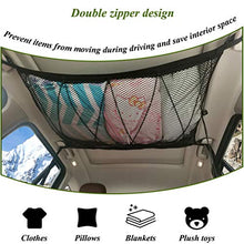 Carica l'immagine nel visualizzatore di Gallery, YGYQZ Tasca per Rete Cargo a Soffitto Auto - Interno Nero - Doppia Maglia