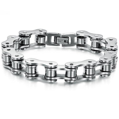 JewelryWe Gioielli in Acciaio Inossidabile Bracciale Catena Moto Argento e... - Ilgrandebazar