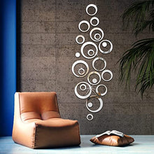 Carica l&#39;immagine nel visualizzatore di Gallery, Adesivi Murali Cerchio di Cristallo 3D. Acrilico Specchio Adesivi Murali Camera.Adesivo da Parete Rotondo per Camera Soggiorno Decorazione DIY Casa. (24 Pezzi, Colore Argento)
