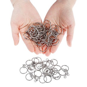 Lictin 60 pezzi anelli per portachiavi 25mm argento tono Zigrinato...