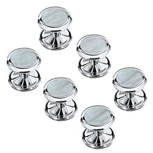 Carica l&#39;immagine nel visualizzatore di Gallery, HAWSON, set di bottoni e gemelli in madreperla, per camicia da uomo, 6-Silver - Ilgrandebazar