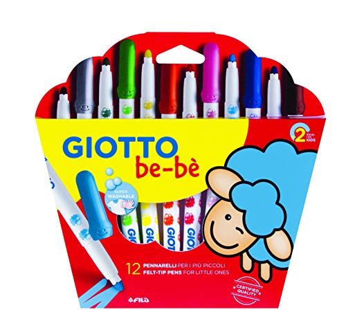 Giotto Bebè- Pennarello, Colore Assortiti, 12 Super Fasermaler, multicolore - Ilgrandebazar