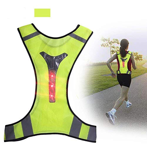 Gilet Giacca da Corsa Alta Visibilita LED Giubbotti Giallo Fluorescente #B - Ilgrandebazar