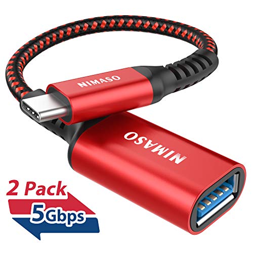 Nimaso Adattatore USB C a 3.0 [ OTG - 2 Pezzi]，Adattatore Tipo-C a Rosso