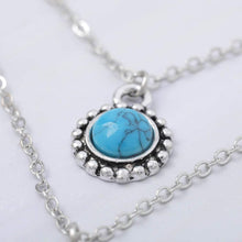 Carica l'immagine nel visualizzatore di Gallery, Collana da donna multistrato con pendente Jovono Bohemia con pendente con collana in pietra di luna e pietre blu per donna