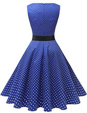 Carica l'immagine nel visualizzatore di Gallery, Gardenwed Annata 1950 retrò Rockabilly Polka S, Royal Blue Small White Dot