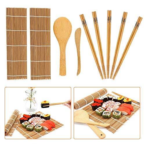 Kit per fare sushi in bambù, 9 pezzi, tappetino arrotolare il sushi,.. –