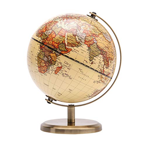 Exerz 14cm Mappamondo Antico - Mappa inglese - Supporto in metallo