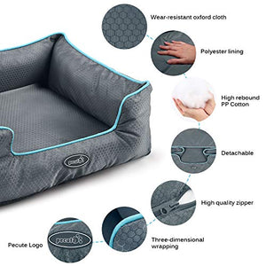 Cuccia per Cani Sfoderabile Cuscino Rettangolare in M( 63×53 cm), Grigio - Ilgrandebazar