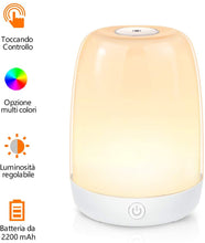 Carica l'immagine nel visualizzatore di Gallery, Lampada da Comodino LED, Tanbaby Lampada Notturna LED con 3 Luminosità di Luce Calda+ Luce Muliticolore Regolabile RGB Lampada da Comodino per camera da letto, soggiorno, ufficio, esterno e festa