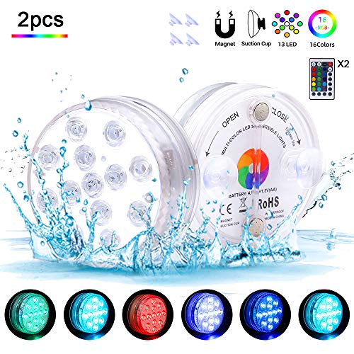 Jialisita Sommergibili LED Luci Piscina 13 Led Sommergibile 2 pezzi