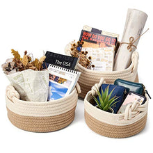 Carica l&#39;immagine nel visualizzatore di Gallery, EZOWare Set di 3 Cesto Contenitore in Maglia Organizer, Marrone E Beige