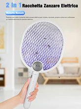 Carica l'immagine nel visualizzatore di Gallery, LCMOM Racchetta Zanzare Elettrica Ricaricabile 2200-4000V, 2 In 1 USB Pieghevole Racchetta Antizanzare con Luce UV, Scacciamosche Elettrico Racchetta Mosche Elettrica per Interni E Estern